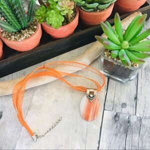 Orange Agate Sterling Silver Necklace